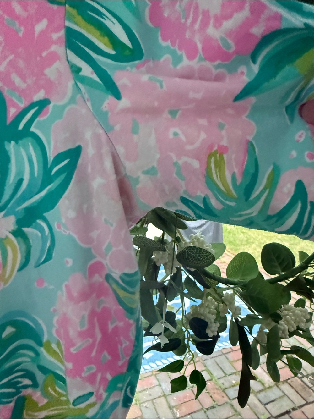 Lilly Pulitzer Pink & Teal Tropical Swim Cover-Up/ Dress - Picture 4 of 7